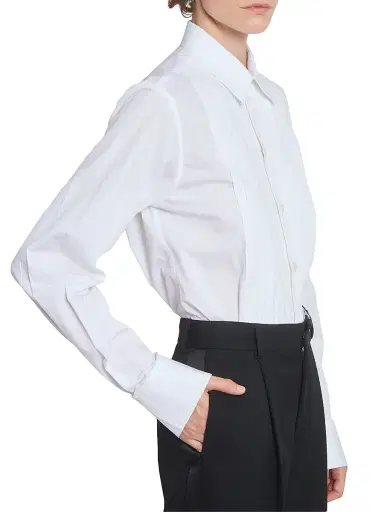 Victoria Beckham Women's Pintuck Cotton Shirt - White | Thumbnail 7 Victoria Beckham Women's Pintuck Cotton Shirt - White | Thumbnail 7