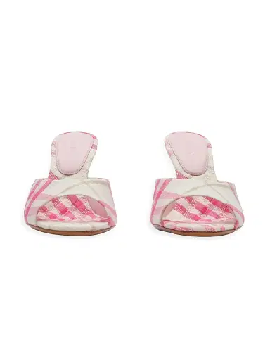 Burberry Women's 90MM Check Linen Mules | Thumbnail 3 Burberry Women's 90MM Check Linen Mules | Thumbnail 3