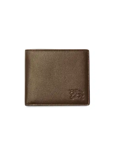 Burberry Men's EKD & Check Leather Bifold Wallet - Sand | Thumbnail 1 Burberry Men's EKD & Check Leather Bifold Wallet - Sand | Thumbnail 1