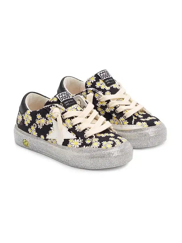 Golden Goose Baby Girl's & Little Girl's Daisy Canvas Glitter Sneakers - Black White 10 (Toddler)