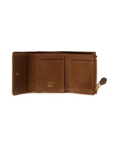 Miu Miu Women's Small Nappa Leather Wallet - Brown | Thumbnail 3 Miu Miu Women's Small Nappa Leather Wallet - Brown | Thumbnail 3