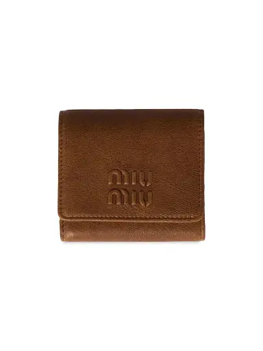 Miu Miu Women's Small Nappa Leather Wallet - Brown | Thumbnail 1 Miu Miu Women's Small Nappa Leather Wallet - Brown | Thumbnail 1