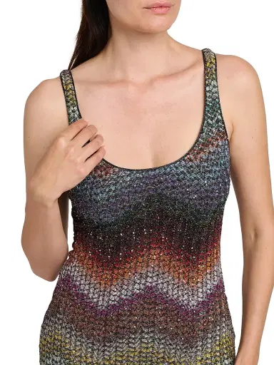Missoni Women's Sequin Wefted Loom Knit Minidress - Dark Multi - Size 12 | Thumbnail 6 Missoni Women's Sequin Wefted Loom Knit Minidress - Dark Multi - Size 12 | Thumbnail 6