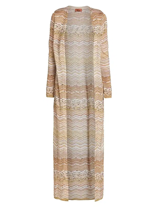 Women's Chevron Duster Cardigan - Light Gold