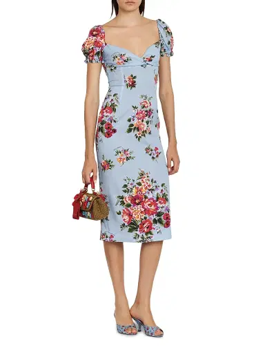 Dolce & Gabbana Women's Floral Stretch Silk Sheath Midi-Dress - Mazz Fiori F Celeste - Size 12 | Thumbnail 2 Dolce & Gabbana Women's Floral Stretch Silk Sheath Midi-Dress - Mazz Fiori F Celeste - Size 12 | Thumbnail 2