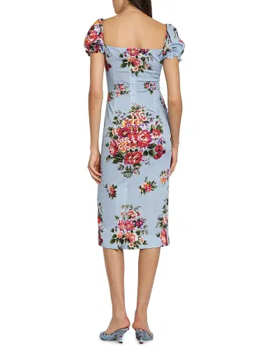 Dolce & Gabbana Women's Floral Stretch Silk Sheath Midi-Dress - Mazz Fiori F Celeste - Size 12 | Thumbnail 5 Dolce & Gabbana Women's Floral Stretch Silk Sheath Midi-Dress - Mazz Fiori F Celeste - Size 12 | Thumbnail 5