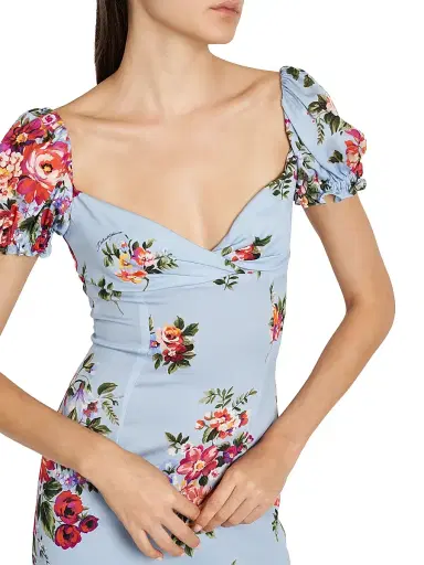 Dolce & Gabbana Women's Floral Stretch Silk Sheath Midi-Dress - Mazz Fiori F Celeste - Size 12 | Thumbnail 6 Dolce & Gabbana Women's Floral Stretch Silk Sheath Midi-Dress - Mazz Fiori F Celeste - Size 12 | Thumbnail 6