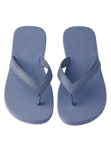 Prada Men's Brushed Leather Flip-Flops - Blue - Size 13 | Thumbnail 4 Prada Men's Brushed Leather Flip-Flops - Blue - Size 13 | Thumbnail 4