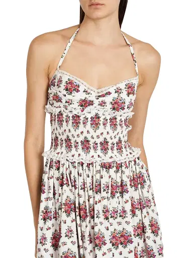 Dolce & Gabbana Women's Floral Lace-Trim Cotton-Blend Knee-Length Dress | Thumbnail 6