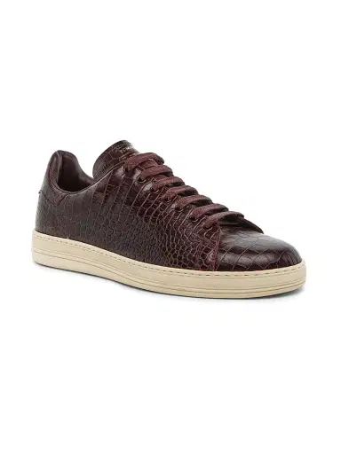 Tom Ford Men's Warwick Alligator-Embossed Leather Low-Top Sneakers - Red - Size 12.5 | Thumbnail 2