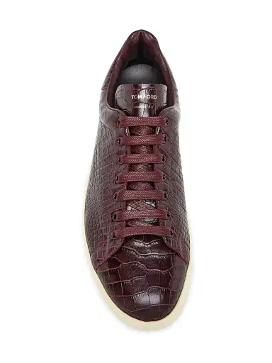 Tom Ford Men's Warwick Alligator-Embossed Leather Low-Top Sneakers - Red - Size 12.5 | Thumbnail 4