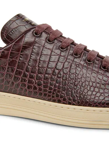 Tom Ford Men's Warwick Alligator-Embossed Leather Low-Top Sneakers - Red - Size 12.5 | Thumbnail 5