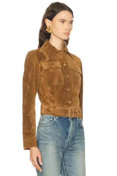 Saint Laurent Belted Suede Jacket | Thumbnail 2 Saint Laurent Belted Suede Jacket | Thumbnail 2