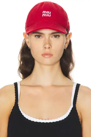 Miu Miu Denim Washed Nastro Baseball Hat | Thumbnail 2 Miu Miu Denim Washed Nastro Baseball Hat | Thumbnail 2