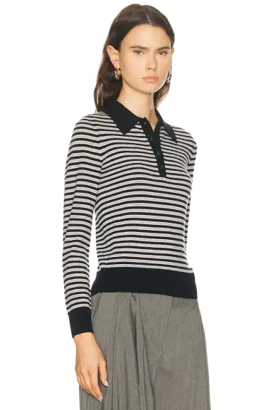 Nili Lotan Prescott Stripe Polo Knit Top | Thumbnail 2
