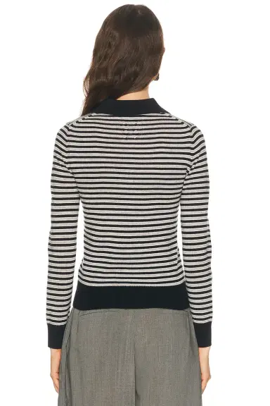 Nili Lotan Prescott Stripe Polo Knit Top | Thumbnail 3