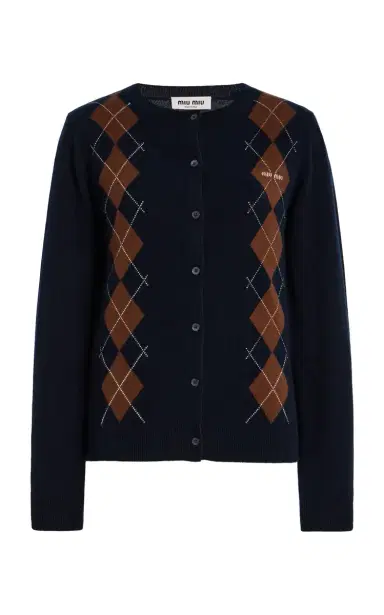 Miu Miu Argyle Cashmere Cardigan | Thumbnail 6 Miu Miu Argyle Cashmere Cardigan | Thumbnail 6