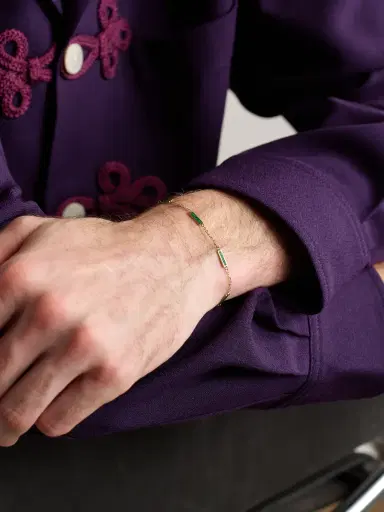 JIA JIA Gold Malachite Bracelet - Men | Thumbnail 2 JIA JIA Gold Malachite Bracelet - Men | Thumbnail 2