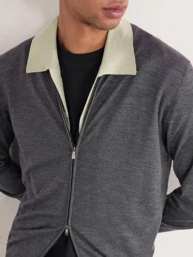 PIACENZA 1733 Slim-Fit Virgin Wool Zip-Up Cardigan - Men | Thumbnail 5
