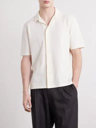 Altea Jean Camp-Collar Cotton-Piqué Shirt - Men | Thumbnail 3