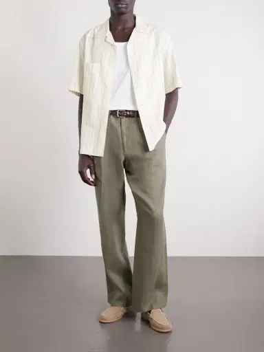 Barena Cuban-Collar Garment-Dyed Striped Cotton-Poplin Shirt - Men | Thumbnail 2
