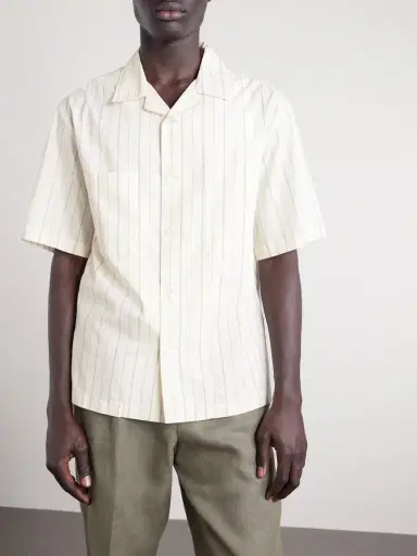 Barena Cuban-Collar Garment-Dyed Striped Cotton-Poplin Shirt - Men | Thumbnail 3