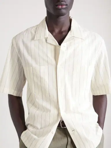 Barena Cuban-Collar Garment-Dyed Striped Cotton-Poplin Shirt - Men | Thumbnail 5