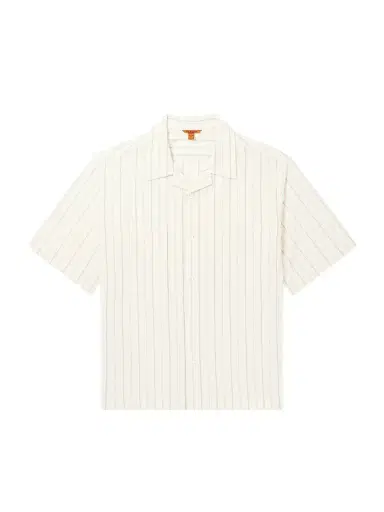 Barena Cuban-Collar Garment-Dyed Striped Cotton-Poplin Shirt - Men | Thumbnail 1