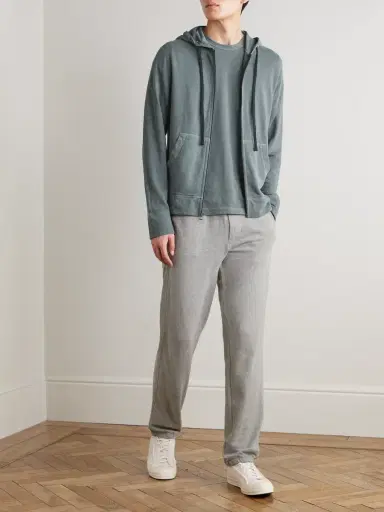 James Perse Loopback Supima Cotton-Jersey Zip-Up Hoodie - Men | Thumbnail 2 James Perse Loopback Supima Cotton-Jersey Zip-Up Hoodie - Men | Thumbnail 2
