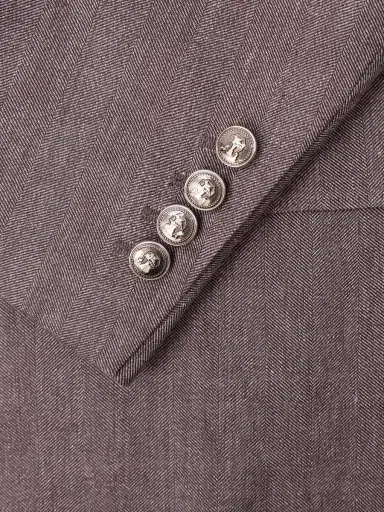 Brunello Cucinelli Double-Breasted Herringbone Linen and Virgin Wool-Blend Suit Jacket - Men | Thumbnail 6