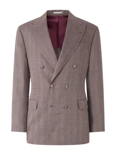 Brunello Cucinelli Double-Breasted Herringbone Linen and Virgin Wool-Blend Suit Jacket - Men | Thumbnail 1