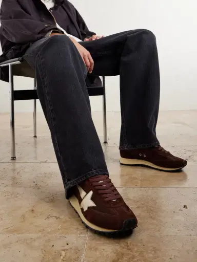 Golden Goose Marathon Suede and Leather-Trimmed Satin Sneakers - Men | Thumbnail 3 Golden Goose Marathon Suede and Leather-Trimmed Satin Sneakers - Men | Thumbnail 3