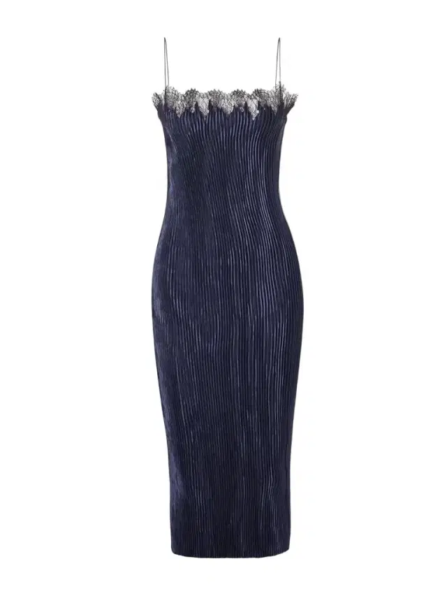 Lumi Lace-trimmed Plissé Midi Dress
