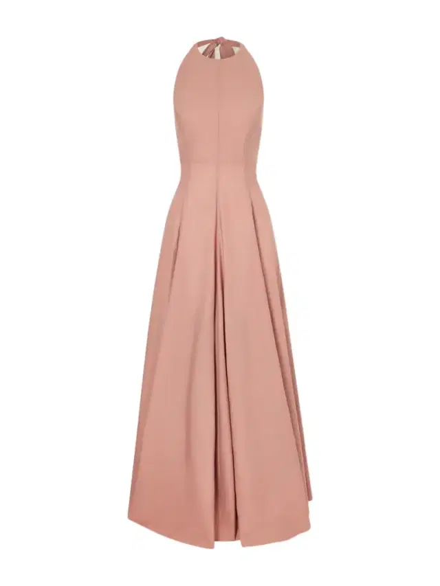 Pleated Cotton-blend Halterneck Maxi Dress