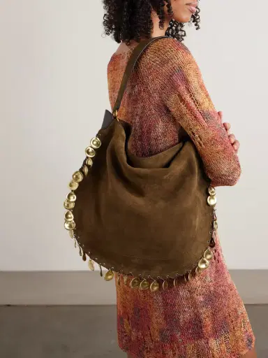 Isabel Marant Oskan Soft Embellished Leather-trimmed Suede Shoulder Bag | Thumbnail 2