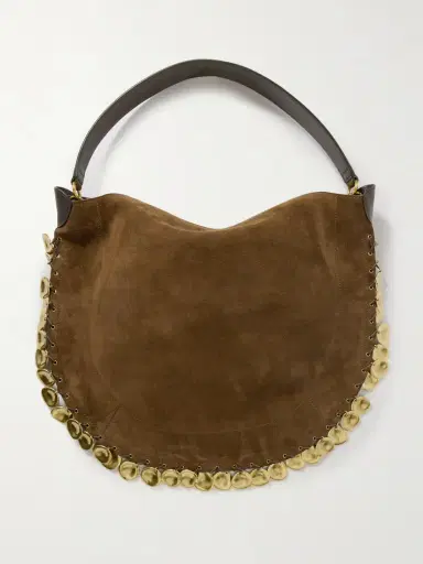 Isabel Marant Oskan Soft Embellished Leather-trimmed Suede Shoulder Bag | Thumbnail 3