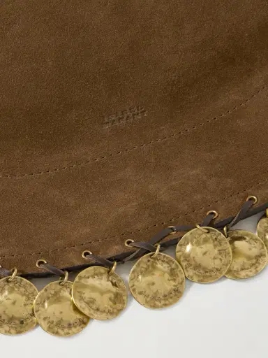 Isabel Marant Oskan Soft Embellished Leather-trimmed Suede Shoulder Bag | Thumbnail 4