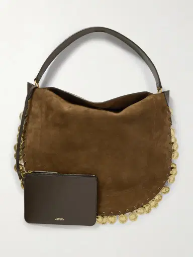 Isabel Marant Oskan Soft Embellished Leather-trimmed Suede Shoulder Bag | Thumbnail 6