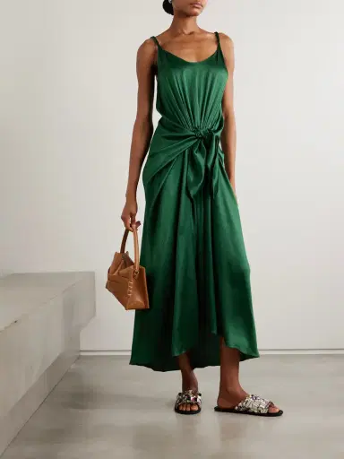 JW Anderson Tie-detailed Crinkled-silk Maxi Dress | Thumbnail 2 JW Anderson Tie-detailed Crinkled-silk Maxi Dress | Thumbnail 2