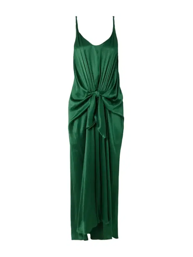 JW Anderson Tie-detailed Crinkled-silk Maxi Dress