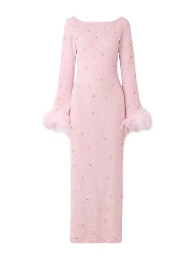 Mae Feather-trimmed Embellished Stretch-mesh Gown