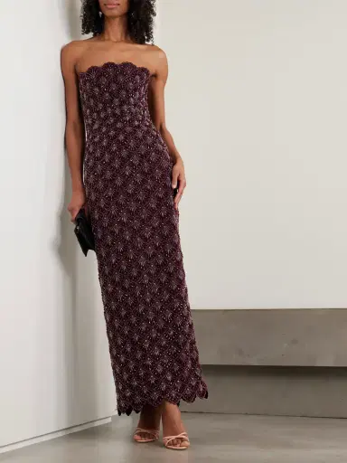 Clio Peppiatt Ariel Strapless Scalloped Embellished Satin Gown | Thumbnail 2 Clio Peppiatt Ariel Strapless Scalloped Embellished Satin Gown | Thumbnail 2