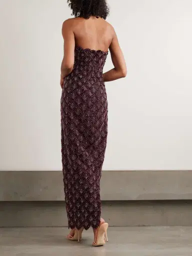 Clio Peppiatt Ariel Strapless Scalloped Embellished Satin Gown | Thumbnail 3 Clio Peppiatt Ariel Strapless Scalloped Embellished Satin Gown | Thumbnail 3