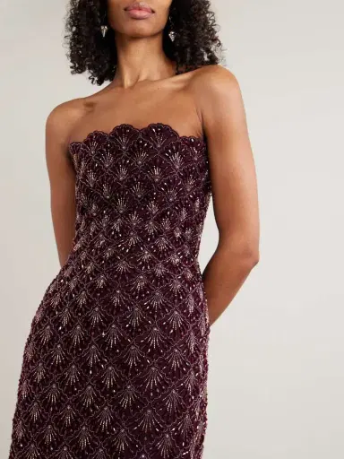 Clio Peppiatt Ariel Strapless Scalloped Embellished Satin Gown | Thumbnail 5 Clio Peppiatt Ariel Strapless Scalloped Embellished Satin Gown | Thumbnail 5
