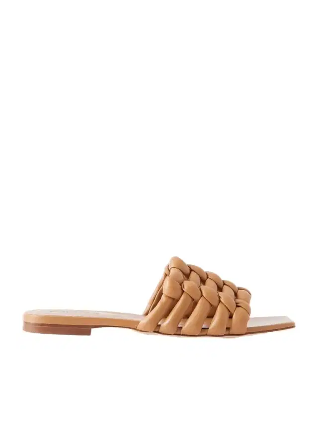 Padded Woven Leather Slides