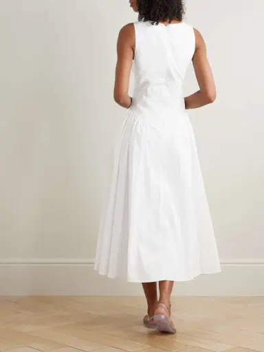 Staud Gwen Paneled Pleated Cotton-blend Poplin Midi Dress | Thumbnail 3 Staud Gwen Paneled Pleated Cotton-blend Poplin Midi Dress | Thumbnail 3