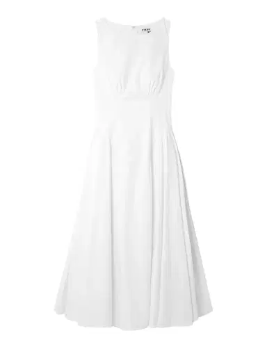 Staud Gwen Paneled Pleated Cotton-blend Poplin Midi Dress | Thumbnail 1 Staud Gwen Paneled Pleated Cotton-blend Poplin Midi Dress | Thumbnail 1