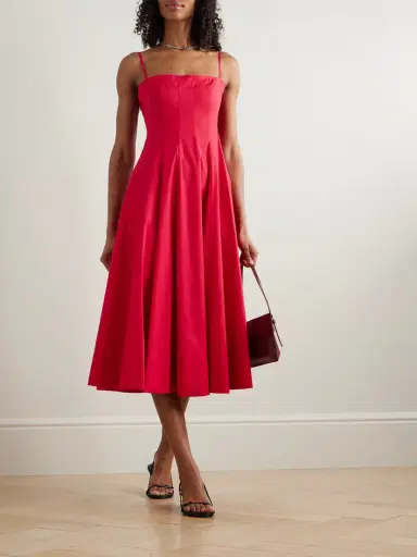 Staud Wylie Paneled Cotton-blend Poplin Midi Dress | Thumbnail 2