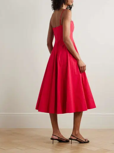 Staud Wylie Paneled Cotton-blend Poplin Midi Dress | Thumbnail 3
