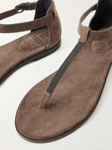 Brunello Cucinelli Bead-embellished Suede Sandals | Thumbnail 5 Brunello Cucinelli Bead-embellished Suede Sandals | Thumbnail 5